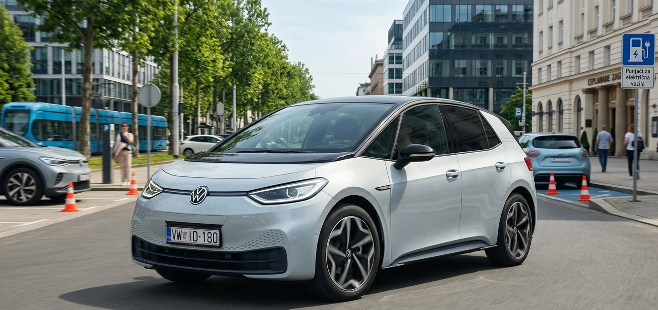 Volkswagen ID.3 obasjan suncem na cesti