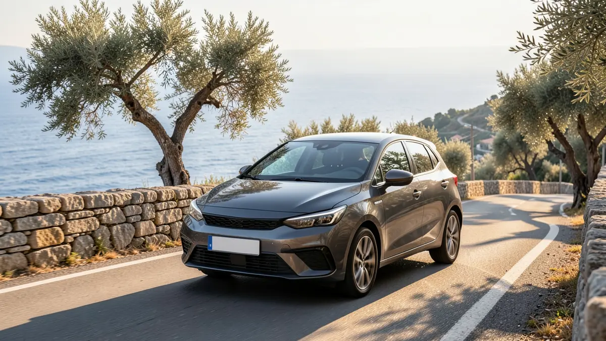 Tamnosivi Ford Focus četvrte generacije na obalnoj cesti u Dalmaciji