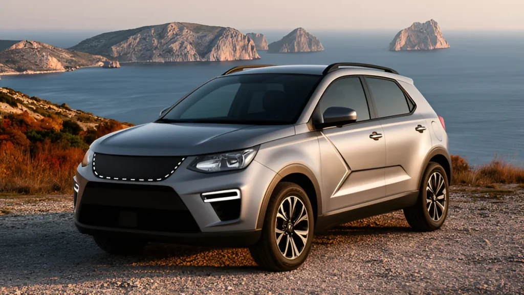 Srebrni Hyundai Tucson parkiran iznad jadranske obalne ceste