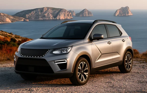 Srebrni Hyundai Tucson parkiran iznad jadranske obalne ceste