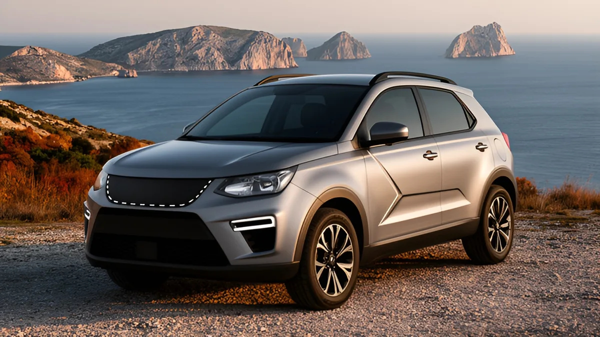 Srebrni Hyundai Tucson parkiran iznad jadranske obalne ceste