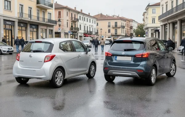 Rabljeni kompaktni auto i SUV na parkiralištu