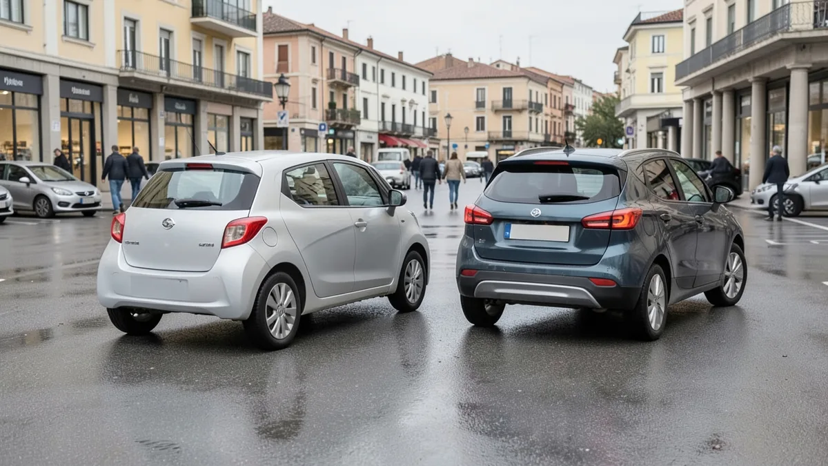 Rabljeni kompaktni auto i SUV na parkiralištu