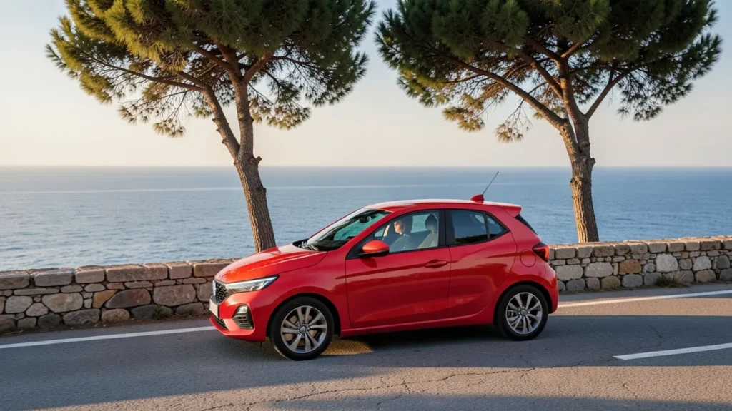 Crveni Seat Leon treće generacije na obalnoj cesti uz Jadran