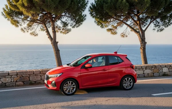 Crveni Seat Leon treće generacije na obalnoj cesti uz Jadran