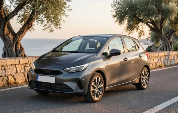Tamnosivi Volvo V40 parkiran uz kamene suhozide na dalmatinskoj obalnoj cesti